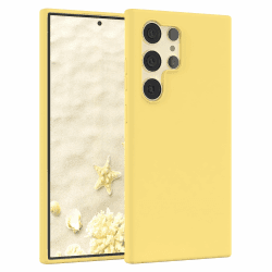 EAZY CASE Premium Silikon Handyhülle kompatibel mit Samsung Galaxy S24 Ultra, Slimcover mit Kameraschutz und Innenfutter, Silikonhülle, Schutzhülle, Bumper, Handy Case, Hülle, Softcase, Pastell Gelb Gelb Galaxy S24 Ultra