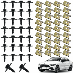 Blechmutter Schraube Mutter Clip Kit, 30 Sätze Kotflügelclip Blechmuttern Befestigung Clips Karosserieschrauben Klemmen Sechskantschrauben Metallschalenclip für Auto