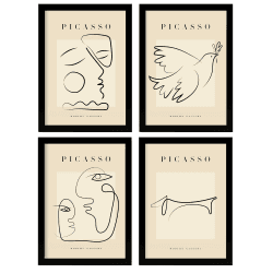 Nacnic Set mit 4 Kunstwerken, Picasso, Peace, Kunstgalerie, Kunstdruck, A4, ohne Rahmen. A4 Frieden