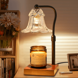 MOSSCO Kerzenwärmer Lampe, Candle Warmer mit Timer und Dimmer, Höhenverstellbar, Vintage Duftlampe für Duftkerzen im Glas, Zuhause, Schlafzimmer, Dekoration - Schwarz mit 2 Glühbirnen