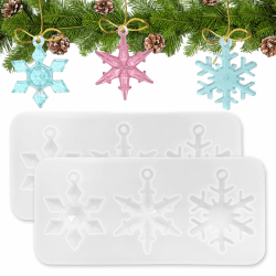 UTEFIF 2pcs Weihnachts-Schneeflocken-Silikonformen, holografische Epoxidharz-Formen, Weihnachtsbaum-Ornament-Formen für DIY-Handwerk,Schlüsselanhänger,Schmuck