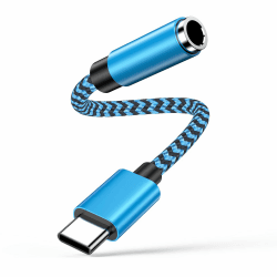 USB Typ C auf 3.5mm Kopfhörer Jack Adapter, Audio USB C auf Aux Dongle Kabel mit DAC Chip kompatibel mit iphone 16/15/15pro/15plus/15pro max, Galaxy S24 S23 S22 S21 S20, iPad, Huawei P60/50/40/Mate 30 blau