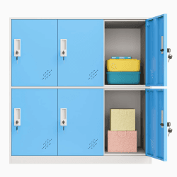 MECOLOR 6-Tür Schließfach Metall Schließfach Büro Schließfach Aufbewahrungsschränke für Mitarbeiter und kleine Würfel Schließfach (6D BU)