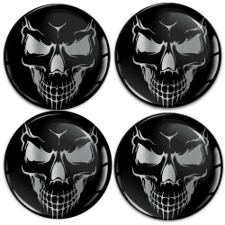 SkinoEu Aufkleber Autoaufkleber für Radkappen Nabenkappen Nabendeckel Radnabendeckel Rad-Aufkleber 65mm Schwarz Totenkopf Schädel A 9265