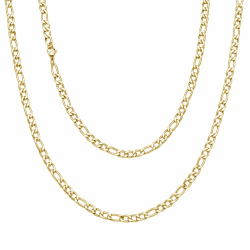 Viwind Herren Kette Figaro Ketten Halskette Herren 3/5/7/9mm Hip-Hop Chain 45-55cm 18K Gold Vergoldet/Silber Farbe Edelstahl Figarokette1+3 Gliederkette für Jungen Männer 50cm Gold Farbe-5mm
