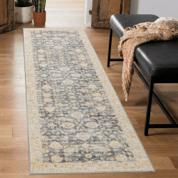 Carvapet Läufer Teppich 60x210cm rutschfest Lang Küchenteppich Weiche Mikrofaser Waschbar Teppichläufer Flächenteppich Laufteppich(Grau) 60 x 210 cm Grau