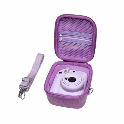 XANAD Mini 12 Tasche für Mini 12 sofortbildkamera mit verstellbarem Rückengurt und Mesh Tasche (lila)