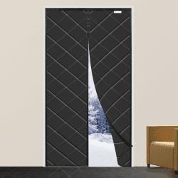 WENT Magnet Wärmeschutzvorhang für Türen 80x200 cm, Volle Größe, Thermo Türvorhang, Isolier Schutz Vorhang, Haustierfreundlich, Wasserdicht, Winddicht, Schwarz 80 x 200cm Schwarz