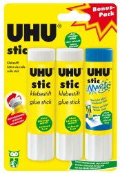 Uhu 45290 - Klebestifte 3er Set, 2 Stic mit 1 Stic Magic, 21 g 2x 21 g Stic + Magic Stic Single