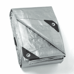GUARD SHIELD Abdeckplane mit Ösen Wasserdicht 4m x 5m Silberfarben Multifunktionale Polyester-Plane 120g/㎡ Gewebeplane Schutzplane Allzweckplane, Reißfest, UV-stabilisiert Silber 4x5 m