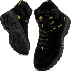 JACKSHIBO Winterschuhe Herren Winterstiefel damen mit Warm Gefüttert Wasserdicht Schneeschuhe Rutschfest Wanderschuhe Trekkingschuhe Winter Outdoor Schneestiefel Winterboot 39 EU Schwarz