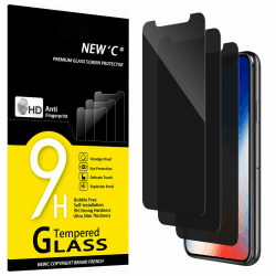 NEW'C 3 Stück, Sichtschutz Panzer Schutz Glas für iPhone 11 Pro, iPhone X, iPhone XS (5,8 Zoll), Ausgewogener 35-Grad-schutzwinkel mit Augenschutz, Ultra-Haltbare 9H Härte, Blasenfrei 11 Pro/X/XS 5,8 Zoll