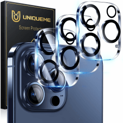 UniqueMe für iPhone 15 Pro/iPhone 15 Pro Max Kameraschutz - [Kratzfest, Stabil] Ultra-Klar 9H Härte Kameraschutz für iPhone 15 Pro Max/iPhone 15 Pro Kamera Schutz [3 Stück] - HD Transparent iPhone 15 Pro/15 Pro Max HD Transparent