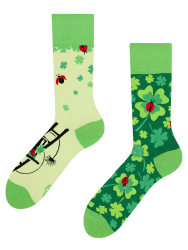 Dedoles Socken Unisex Damen Herren & Kinder Baumwolle viele lustige Designs Fussball Fahrrad Pferde Pflanzen Feuerwehr Geschenk links rechts verschieden 39-42 Vierblättriger Glücksklee