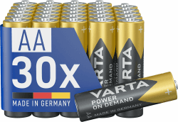 VARTA Batterien AA, 30 Stück, Power on Demand, Alkaline, 1,5V, Vorratspack, smart, flexibel, leistungsstark, ideal für Computerzubehör, Smart Home Geräte, Made in Germany AA 30 Stück