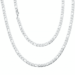 Viwind Herren Kette Figaro Ketten Halskette Herren 3/5/7/9mm Hip-Hop Chain 45-55cm 18K Gold Vergoldet/Silber Farbe Edelstahl Figarokette1+3 Gliederkette für Jungen Männer 50cm Silber Farbe-5mm