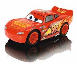 Jada Toys RC Cars 3 Lightning McQueen Turbo Racer, ferngesteuertes Auto mit 2-Kanal Fernbedienung, Spielzeugauto mit Turbofunktion, USB Ladefunktion, inkl. Batterien, Maßstab 1:24, 17 cm, Rot RC Lightning