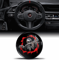3D-Silikon-Aufkleber Kompatibel mit BMW 36131181082 Emblem Lenkrad 45mm Badge Zubehör Teile Abziehbilder Lenkrad Dekoration Schädel V 24