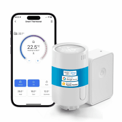 Meross smartes Heizkörperthermostat inklusive Hub, WLAN Heizungsthermostat Kompatibel mit HomeKit, Alexa und Google Assistant,Sprachsteuerung Zeitpläne Automation Fensteröffnungserkennung, M30*1,5mm smarter Thermostat Start Kit