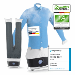 CLEANmaxx automatischer Hemdenbügler PRO STEAM + Hosenaufsatz | Dampffunktion, Touchdisplay | Bügelgerät für Hemden & Blusen | reduziert Gerüche, desinfiziert, glättet, frischt auf Hemdenbügler Schwarz mit Hosenaufsatz