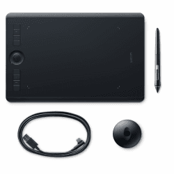 Wacom Intuos Pro Medium Grafik-Tablett mit Bluetooth-Funktion – Beliebtes Format für digitales Zeichnen und Fotoretusche mit besonders hoher Drucksensitivität und anpassbaren Befehlstasten, Schwarz M EU Version