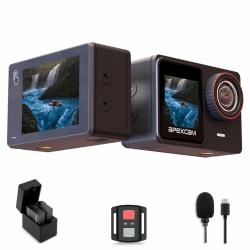 Apexcam X80Pro Doppelbildschirme Action Cam 4K60FPS 48MP Ultra HD WiFi Sportskamera Unterwasserkamera 40m Wasserdicht 170 ° Weitwinkel 2.4G Fernbedienung 2x1350mAh Akkus