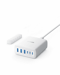 Anker USB-C Ladegerät, 6 Port Ladestation mit 112W Ausgang Leistung, Für iPhone 16/16 Plus/16 Pro/16 Pro Max/15/14/13/12 Series, MacBook Air, Pixel, Galaxy, iPad, und mehr (Ohne Ladekabel) Weiß