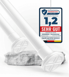 MEISENBERG Duschvorhangstange ohne Bohren 110-160cm, Ø32mm weiße Klemmbare Vorhangstange Ausziehbar - Teleskopstange, Duschstange & Kleiderstange - für ihre Garderobe und Dusche 110 x 160 cm Weiß