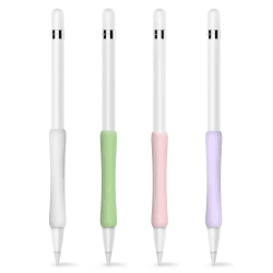 DOGAIN 4 Stück Silikon Schutzhülle Griff Ergonomische Ärmelzubehör Hülse Silikon Kompatibel mit Apple Pencil 1. und 2. Generation (Weiß+Lila+ Rosa+Avocadogrün)