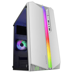 Mars Gaming MC-S1, Gehäuse PC Micro-ATX Ultra-Kompakt, 12-Mode ARGB Frontbeleuchtung, FRGB Lüfter, Full Side Window Gaming Gehäuse, Unterstützt Flüssigkeitskühler bis 120mm, Weiß MCS1W