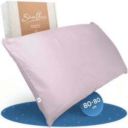 Samthus Kopfkissenbezug 80x80 Baumwolle Satin - Oeko-Tex Made In Green - Himmlisch weicher Schlaf mit atmungsaktivem Kissenbezug - 1x Kissenhülle - Rosa - mit YKK Reißverschluss 80 x 80 cm Rosa