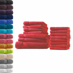 1x Badetuch + 2X Duschtuch + 4X Handtuch + 8X Gästetuch | Rot | 100% Baumwolle Frottier | Oeko-TEX® Standard 100 | Premium Qualität 500 g/m² XXL SET | 15 tlg. Rot