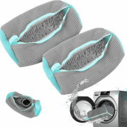 Schuhwaschbeutel Waschmaschine Schuhwaschbeutel, Wiederverwendbarer Waschbeutel, Netzschuhe Wäschesack für Sneaker Wiederverwendbarer Sneaker Waschbeutel für Alle Schuharten Und -Größen (Grau2PCS)