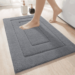 DEXI Badteppich rutschfeste,weicher Badezimmerteppich Wasserabsorbierend Badematte maschinenwaschbar Badvorleger für Dusche,Badewanne und Toilette - Grau,50 x 80 cm 50 x 80 cm (Rechteckig) Grau