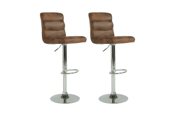 byLIVING Barhocker Phil / 2er Set/Vintage-Bezug braun/Gestell Metall verchromt / 2 Stück Barstuhl/Tresenhocker/bis 110 kg/B 42, H 98-120, T 51 cm