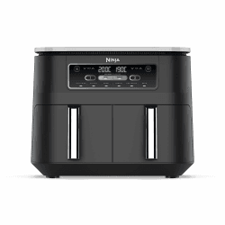 Ninja Foodi Dual Zone Digitale Heißluftfritteuse, 7,6L Airfryer, 2 Fächer, Antihaftbeschichtung, spülmaschinenfeste Körbe, 6-in-1, 4-6 Portionen, Schwarz AF300EU Doppelschublade 7.6L Schwarz