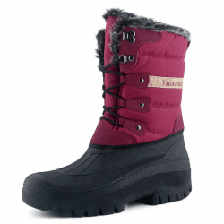 Knixmax Herren Damen Schneestiefel Winterstiefel Warme Gefüttert Winterschuhe rutschfest Wasserdicht Sohle Leichte Winter Stiefel Gr.37-46 37 EU Weinrot