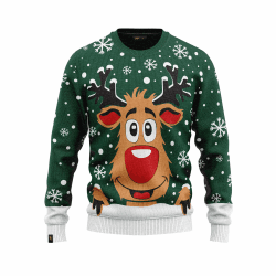 JAP Christmas - Lustiger Hässlicher Weihnachtspullover für Damen und Herren - Weihnachtspulli - Ugly Christmas Sweater - Rudolph 3-4 Jahre Grün