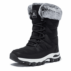 HOBIBEAR Damen Schneestiefel Winterstiefel Warm Winterschuhe Trekking Wanderschuhe 40 EU Schwarz