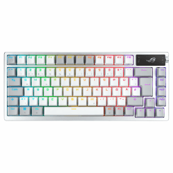 ASUS ROG Azoth White RGB Gaming-Tastatur (QWERTZ Layout, 75% Tastaturformfaktor, mechanische ROG NX-Switches, OLED-Display, Wireless mit Bluetooth, 2,4-GHz-RF, USB, Windows und MacOS-Modus, weiß) Wireless ROG Azoth Weiß