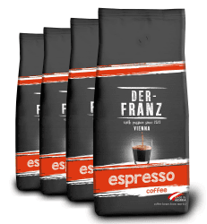 Der-Franz Espresso Kaffee, Intensität 5/5, Arabica und Robusta, ganze Bohne, 4 x 1000 g Espresso 1 kg (4er Pack)