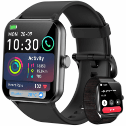 Blackview Smartwatch Herren Damen mit Telefonfunktion(Anrufe tätigen/empfangen)/Message Reminder, Sportuhr mit 100+Sportmodi, Fitnessuhr,Puls-Schlaf-Monitor, Schrittzähler, Smart Watch für Android iOS