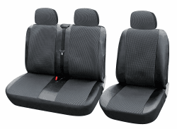 WOLTU AS7323 Universal Auto Sitzbezüge für Transporter, 1+2 Sitzbezug Schonbezüge aus Polyester & aus Polyester & Kunstleder Schwarz-Grau
