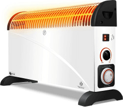 KESSER Konvektor 2000 Watt Heizgerät, 24h Timer | mit Frostwächter | stufenlose Thermosteuerung | Turbo Heizung | 3 Stufen | Tragemulden | Weiß Weiss