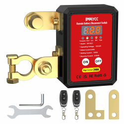 IMAYCC Smart Drahtloser Ferngesteuerter Auto Trennschalter, Batterie Trennschalter 12v 240A with Led Voltage Display, Batterie Kill Switch Anti-Diebstahl, Hauptschalter 12v für Fahrzeug, RV, LKW, Boot rot