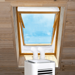 Dichtungsset für Dachfenster für mobile Klimaanlagen, Luftaustauschschutz mit verbessertem Reißverschluss und selbstklebendem Klettband, geeignet für einen Fensterumfang von 390cm(2 * 190cm) 2x190cm