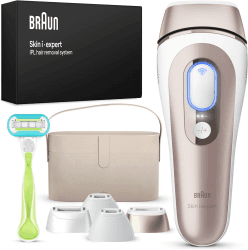 Braun Smart IPL Skin i·expert, Alternative zur Laserhaarentfernung für zu Hause, gratis App, Aufbewahrungsbox, Venus Rasierer, 4 Aufsätze für Gesicht & Körper, 1,5 Jahre seidig-glatte Haut, PL7387 4 Aufsätze Kartonverpackung