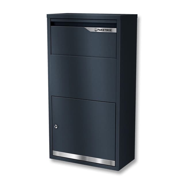 Metzler Briefkasten und Paketbox rostfrei & massiv, Paketbriefkasten XXL, Standbriefkasten modern, Paketkasten mit Zylinderschloss, Postbox in RAL7016 Anthrazitgrau matt, Modell Avalon 3 Anthrazit ohne Ständer