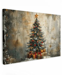 MuchoWow© Weihnachtsdeko Leinwandbilder 60x40 cm Wall Art Decoration Bilder Weihnachtsgeschenke für die Wand Deko Canvas Painting Wanddekoration Wohnzimmer Weihnachtsbaum - Vintage - Weihnachten Weihnachten - Vintage 40L x 60B cm