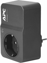 APC Surge Protector - PM1W-GR - Steckdosenadapter mit Überspannungsschutz (1 Stecker Schuko, für PC, TV u.a. - Farbe: schwarz) 1 Ausgangssteckdose Nur Steckdosen schwarz